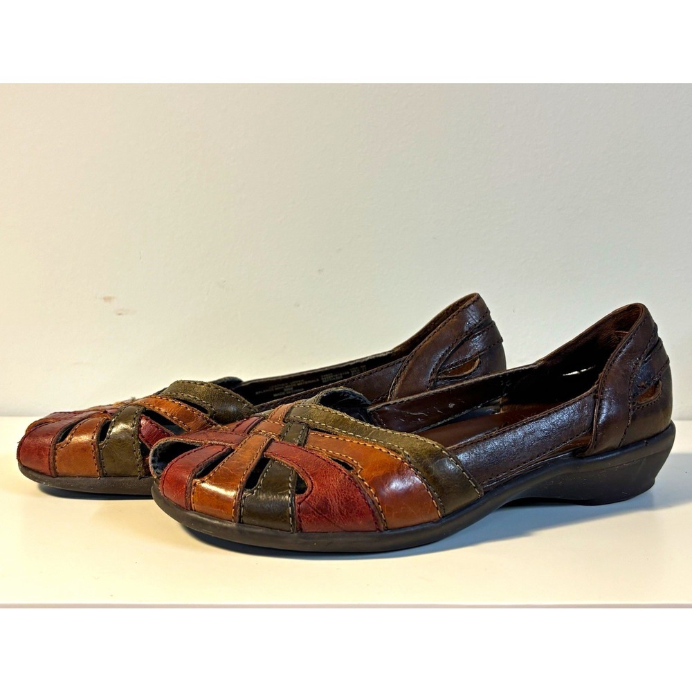 Thom McAn Vintage Womens Brown Leather Slip-On Comfort Flats 24955 Size 5